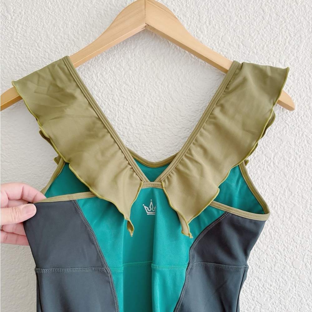 Crowned Athletics Dark Green Ruffle Sister Witch Athletic Tank - Picture 5 of 9